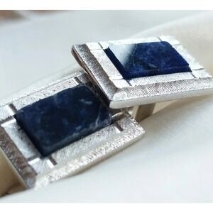 Vintage Dante Cufflinks Silver Tone Mens Fashion Accessories Rectangle Geode?